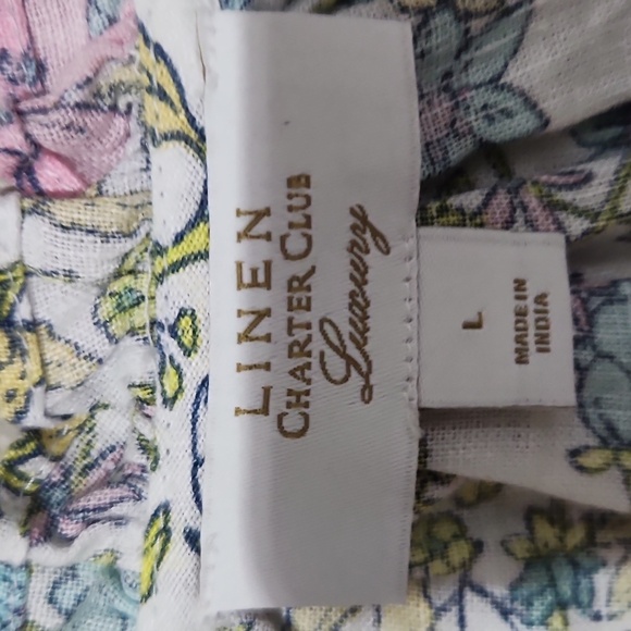 Linen Charter Club Luxury Womens Size L Blouse Longsleeve Floral Balloon Linen - Picture 3 of 13